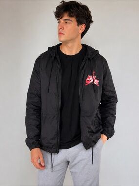 Jordan Black Windbreaker with Red Logo